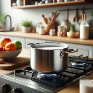 Small saucepan used for heating panna cotta base