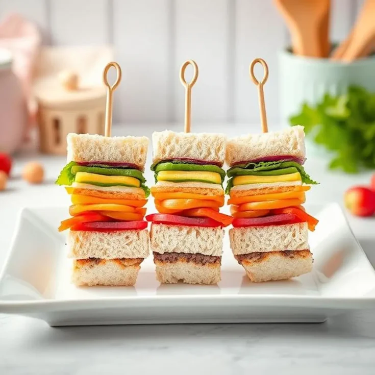 Rainbow sandwich skewers