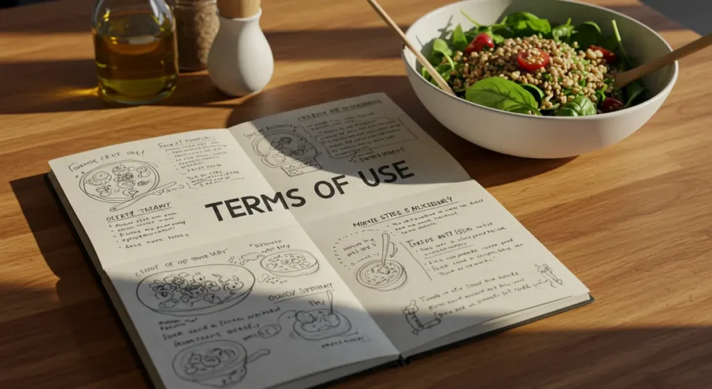 Terms of Use: Diet chart and recipe book with fresh greens